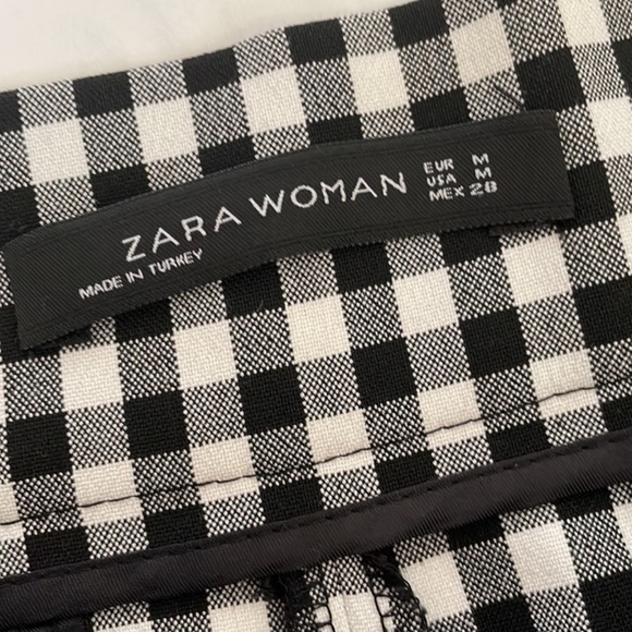 Zara Gingham Black & White Plaid Check High-Waisted Shorts NWOT - Picture 4 of 6